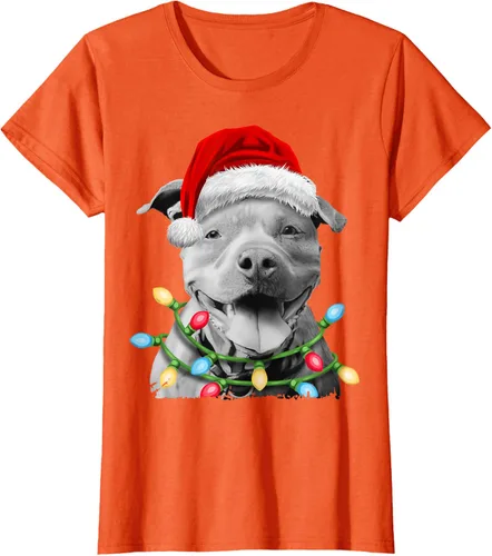 Vista 55 de Pit Bull Santa - Camiseta de perro con luces para árbol de Navidad para niños, Negro, S