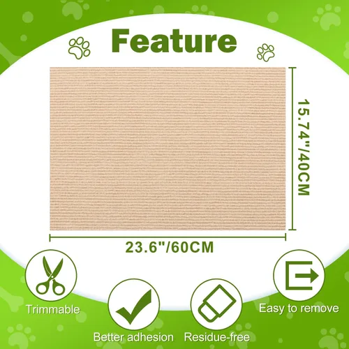 Vista 7 de ENONCI Protector de esquina de pared de sofá de 23.6 x 15.8 pulgadas para gatos de interior, protector de muebles antiarañazos contra arañazos