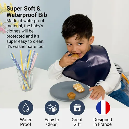 Vista 2 de BabyToLove Set of 2 Bibs Soft & Waterproof with a Hook & Loop Closure Infant & Toddler Mealtimes