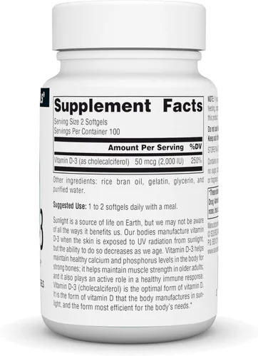 Vista 2 de Source Naturals Vitamina D-3 1000 iu Apoya la salud ósea e inmunológica* - 200 cápsulas blandas