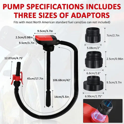 Vista 5 de Bomba de transferencia de combustible Aoteda alimentada por batería con sensor de parada automática, protección contra fugas (2.4 GPM), manguera