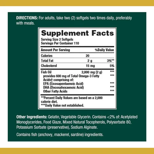 Vista 2 de Nature's Bounty Aceite de pescado 1000 mg cápsulas blandas recubiertas, 220