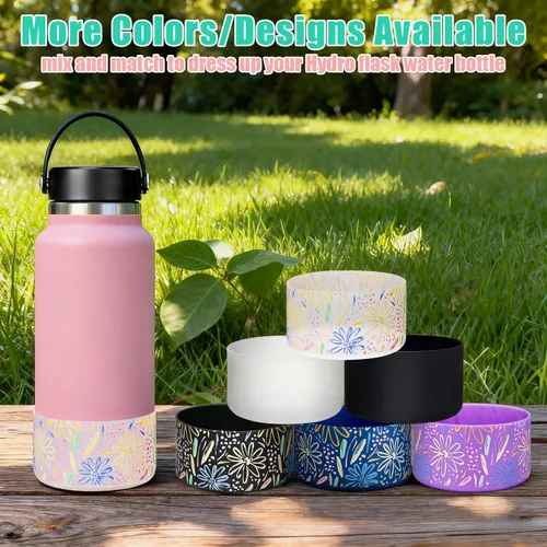 Vista 6 de WK IEASON Base protectora de silicona para botellas Hydro Flask de 12 a 24 onzas de ancho y boca estándar, funda antideslizante para accesorios de 2