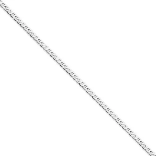 Vista 2 de Cadena para collar con eslabones cubanos de plata de ley 925 enchapada en oro blanco de 0.12 y 0.16pulgadas.