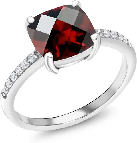 Vista 15 de Gem Stone King Anillo de compromiso de plata de ley 925 con piedra preciosa de corte cojín de 0.315 in Anillo de compromiso de aniversario de boda