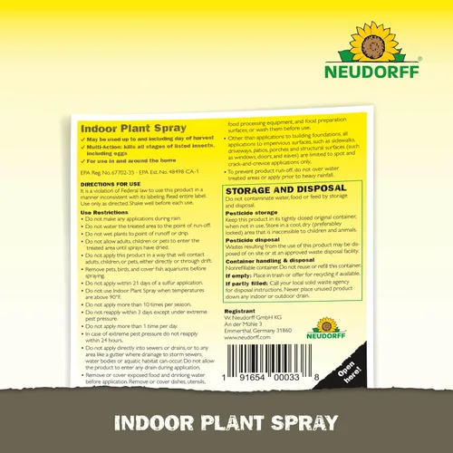 Vista 8 de Neudorff Spray para Plantas de Interior y de Invernadero, Mata Ácaros Araña, Cochinillas y Más de 100 Insectos Listados al Contacto para Jardinería