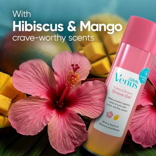 Vista 3 de Gillette Venus Gel de afeitado perfumado de mango e hibisco, crema de afeitar para mujer, 7 onzas, paquete de 6 (42 onzas en total)