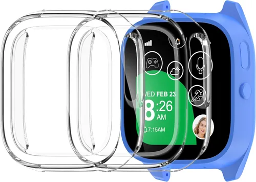 Vista 11 de Paquete de 2 fundas compatibles con Verizon Gizmo Watch 3, protector de pantalla de policarbonato duro de policarbonato integrado, protector