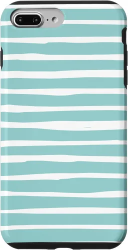Vista 12 de iPhone 16 Cute Pastel Mint Green Aqua & White Wavy Stripe Case