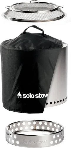Vista 10 de Solo Stove Ranger 2.0 con soporte, hoguera portátil sin humo de 15 pulgadas, chimenea ligera para exteriores con cenicero extraíble, acero