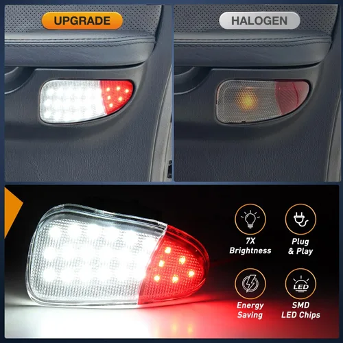 Vista 6 de Nilight 2 piezas de luz LED para panel de puerta interior, luces de cortesía blancas y rojas, conexión plug and play, compatibles con Ford F-150