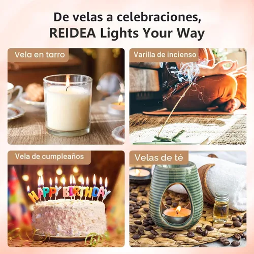 Vista 5 de REIDEA Encendedor de vela electrónico de arco resistente al viento, recargable por USB, sin llama, con botón de seguridad para el hogar, S4