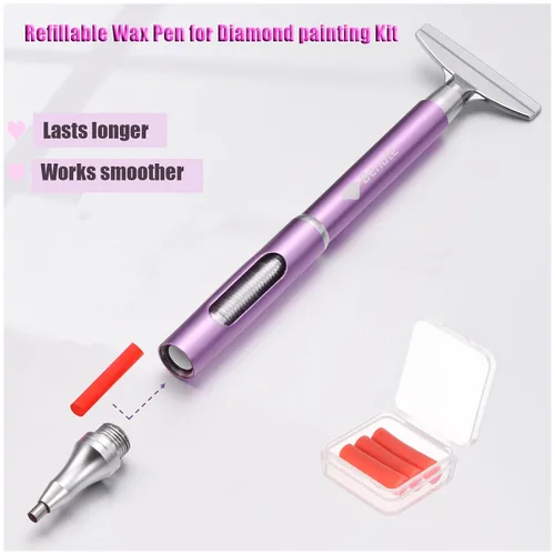 Vista 3 de benote Bolígrafo de pintura artística de diamante, bolígrafo de cera recargable para kit de arte de diamantes, accesorios, bolígrafos autoadhesivos