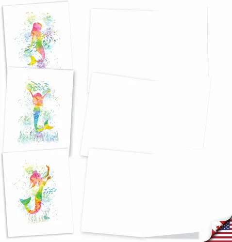 Vista 2 de The Best Card Company Juego de caja de tarjetas de felicitación en blanco de acuarela surtidas - Incluye 10 tarjetas + sobres, 10 diseños únicos