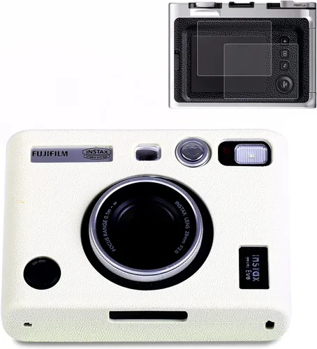 Vista 8 de Pocoukate Funda protectora para Instax Mini EVO, funda de silicona suave con protector de pantalla para cámara instantánea Fujifilm Instax Mini EVO