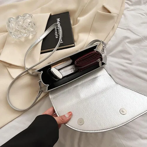 Vista 5 de Bolso pequeño de color plateado, bolsos cruzados, bolsos de noche Y2K, bolso de mano para mujer, bolsos de hombro, bolsa de mano para mujer 2023