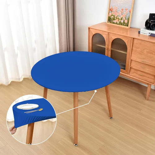 Vista 53 de Mantel ajustado blanco con elástico para mesas plegables de 48x48 pulgadas, manteles lavables y elásticos de elastano para mesas de cartas, manteles