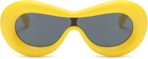 Vista 2 de Gafas de sol Y2K con marco grueso inflado para mujeres y hombres, divertidas sombras estéticas de gran tamaño, gafas ovaladas de color caramelo
