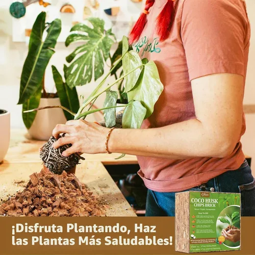 Vista 7 de Riare - Chips de fibra de coco orgánica de 10 libras para plantas, sustrato de cáscara de coco