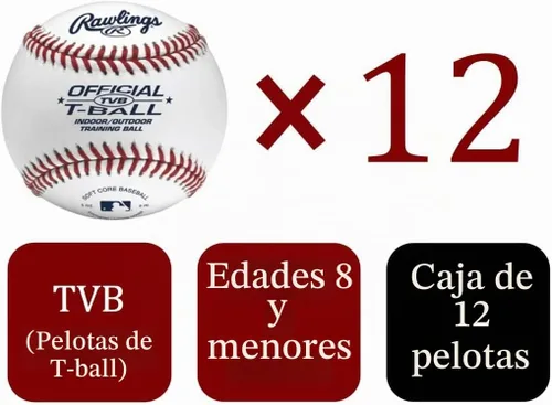Vista 2 de Rawlings T-Balls oficiales TVB Juvenil/6u 12 unidades Núcleo de goma esponja Interior/exterior