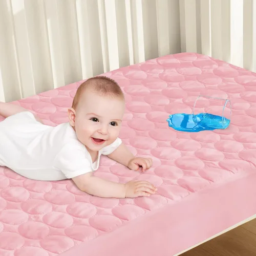 Vista 9 de Protector de colchón impermeable para cuna, funda de colchón para cuna para bebé, lavable a máquina y apto para secadora, protector de colchón