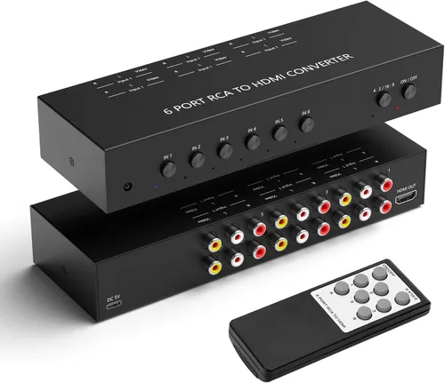 Vista 11 de Dingsun Convertidor AV a HDMI de 2 puertos, adaptador RCA a HDMI compatible 16: 9/4:3 compatible con WII, N64, PS2, VHS, reproductores de DVD VCR