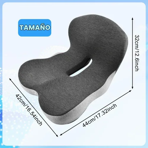 Vista 2 de Cojines de asiento de espuma viscoelástica para silla de oficina, cojín de asiento integrado en forma de L con soporte de respaldo, cojín de asiento