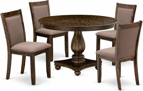 Vista 17 de East West Furniture F2MZ7-748 - Juego de mesa y sillas de cocina de 7 piezas que consta de una mesa redonda de comedor con pedestal y 6 sillas