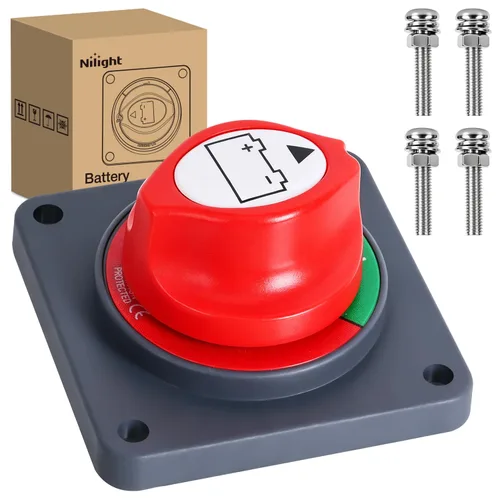 Vista 29 de Nilight Battery Disconnect Switch with Waterproof Key and Cover 12V 24V On Off Battery Master Isolator Cut Off Power Kill Switch for Car Marine Boat