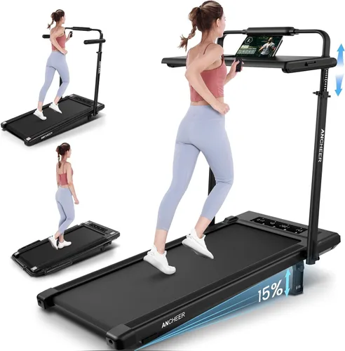 Vista 12 de ANCHEER Almohadilla para caminar con inclinación - Cinta de correr para debajo del escritorio con barra de mango