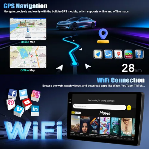 Vista 5 de 4+64G Android 15 Estéreo de coche para VW Beetle 2004-2010 con Carplay inalámbrico Android Auto, 9 pulgadas 1280 * 720P IPS pantalla táctil