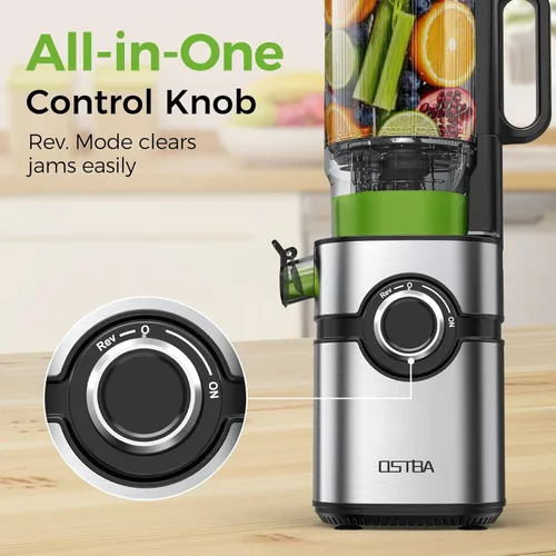 Vista 6 de Exprimidor de prensa en frío, máquina de jugo de canal de alimentación de 5 pulgadas de ancho, máquina exprimidora OSTBA para verduras y frutas