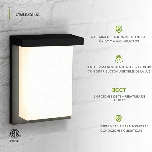 Vista 3 de ASD Lámpara LED de pared para exteriores de 8", aplique de casa para puerta delantera 3CCT, regulable, impermeable, certificada por ETL 12W