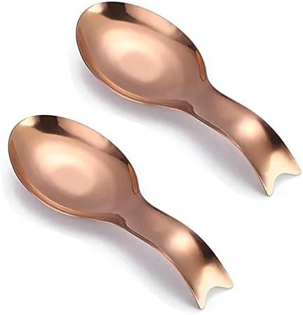 Vista 3 de 2 soportes dorados para cucharas de acero inoxidable para encimera de estufa Oro