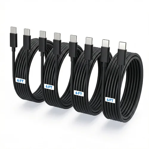 Vista 9 de Paquete de 4 cables de carga rápida USB C a USB C de 60 W (6 pies, 6 pies, 10 pies, 10 pies) Type C to C Charger Cord Compatible with iPhone 17