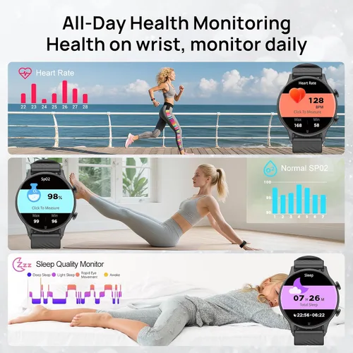Vista 3 de Relojes inteligentes para mujer, reloj inteligente deportivo para responderhacer llamadas, IP68 rastreadores de fitness con frecuencia cardíaca