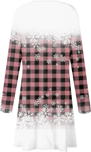 Vista 4 de Vestidos para mujer, de moda, casual, color sólido, cuello redondo, manga larga, vestido maxi de gran