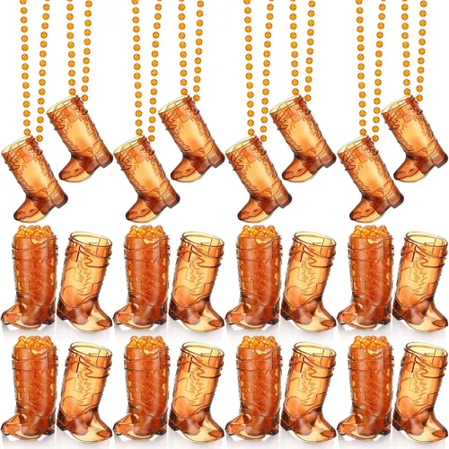 Vista 11 de Sieral 12 Piezas de Vasos de Chupito de Bota en Collar con Cuentas, Collar de Vaso de Chupito de Vaquera de Plástico, Collar de Vaso de Chupito