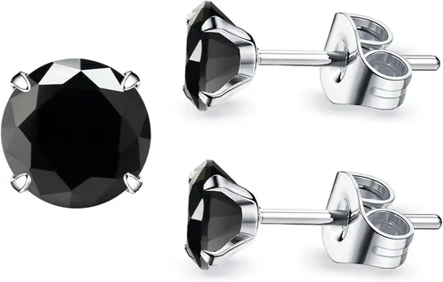 Vista 9 de Impresionante piedra de cuarzo hipoalergénica de obsidiana negra 5A, acero inoxidable 316L, hipoalergénicos, para cartílago tragus, caja de regalo