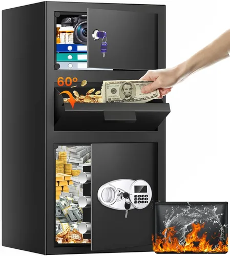 Vista 11 de Caja de seguridad depositaria de 2.6 pies cúbicos para negocios con ranura de colocación rápida, cajas de seguridad para efectivo con pantalla LCD