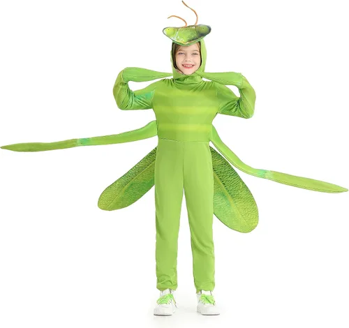 Vista 3 de DLSNZ Disfraz de saltamontes de mantis rezando para niños, disfraz cosplay de Halloween