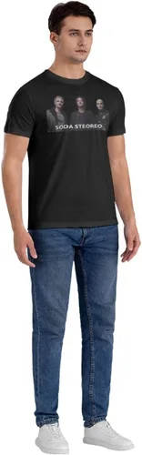 Vista 6 de Soda Music and Stereo - Camiseta de manga corta para hombre, diseño casual, cuello redondo, unisex, color negro