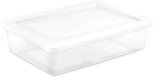 Vista 26 de Sterilite - Paquete de 12 cajas de almacenamiento apilables con tapas a presión; contenedor organizador de plástico resistente para armario, baño