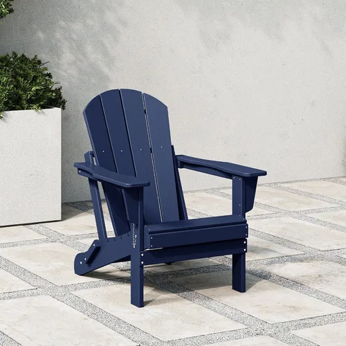 Vista 6 de WestinTrends Malibu 4 Adirondack Patio Chairs & 2 Side Tables, Navy Blue