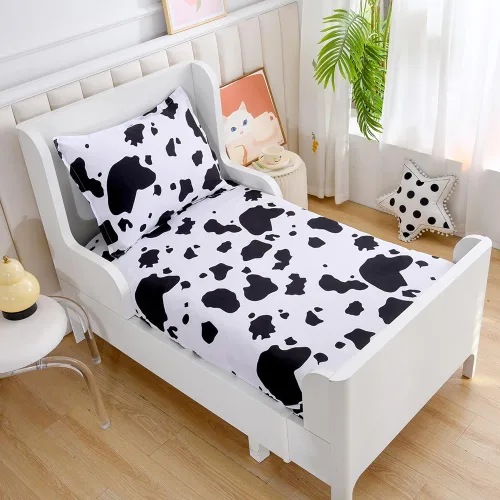 Vista 8 de Juego de 2 sábanas bajeras y fundas de almohada suaves para cama con bonitos patrones de cachorros, sábanas estampadas con patrón de perritos para 2