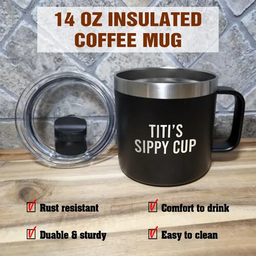 Vista 4 de Yanashop88 Titi's Sippy Cup - Taza de café de 14 onzas, vaso Titi, regalos de cumpleaños para Titi de hija - Hijo - Nuevos regalos de Titi - Regalo