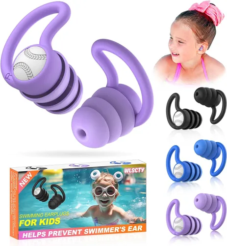 Vista 13 de Tapones para los oídos de natación impermeables, 1 par de tapones de silicona para los oídos para adultos y niños, tapones para los oídos