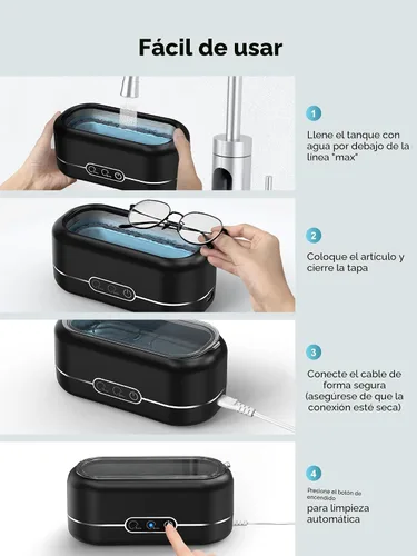 Vista 5 de Miorcols Limpiador ultrasónico de joyas, máquina de limpieza ultrasónica de joyería de 48 KHz para todas las joyas, gafas, anillos, retenedores