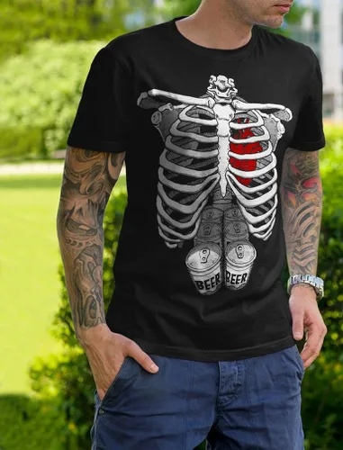 Vista 3 de Camisa de esqueleto para hombre, disfraz de caja torácica para adultos, divertidas camisas de Halloween para hombres