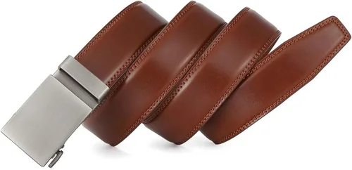 Vista 3 de Cinturón de trinquete para hombre, cinturón casual de cuero con hebilla ajustable para adaptarse a 13.8 in de ancho